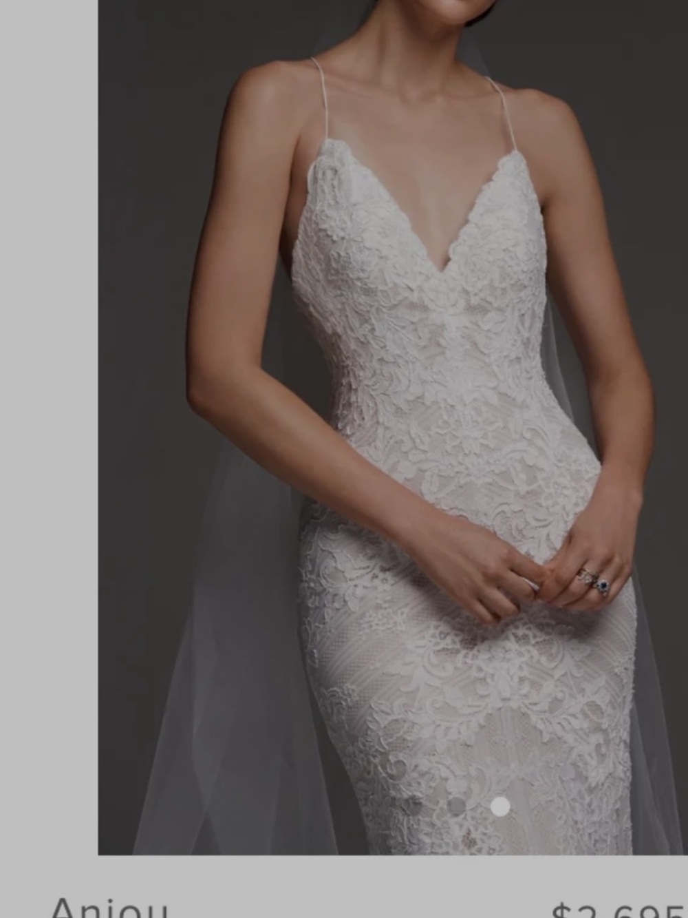 Watters Ivory Lace Spaghetti Strap Wedding Gown